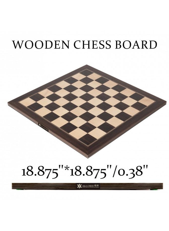 A&A 18.875" Professional Wooden Tournament Chess Board/African Palisander & Maple Inlaid / 2.0" Squares w/o Notation - Image 3