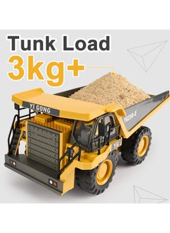Excefore Remote Control Dump Truck Toys RC Construction Toy Vehicles with Metal Bed Lights Sounds 9 Channel 2 Batteries RC Truck Toys Bulldozing Dump Engineering Truck Birthday Gifts for Boys Age 3+  - Image 2