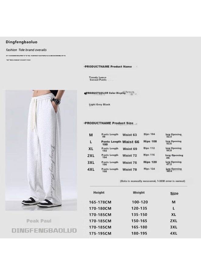 Dingfengbaoluo Men's Casual Pants Spring Summer Straight Wide Leg Pants Streetwear Sports Trousers Ddf02 Light Grey 2XL - Image 4