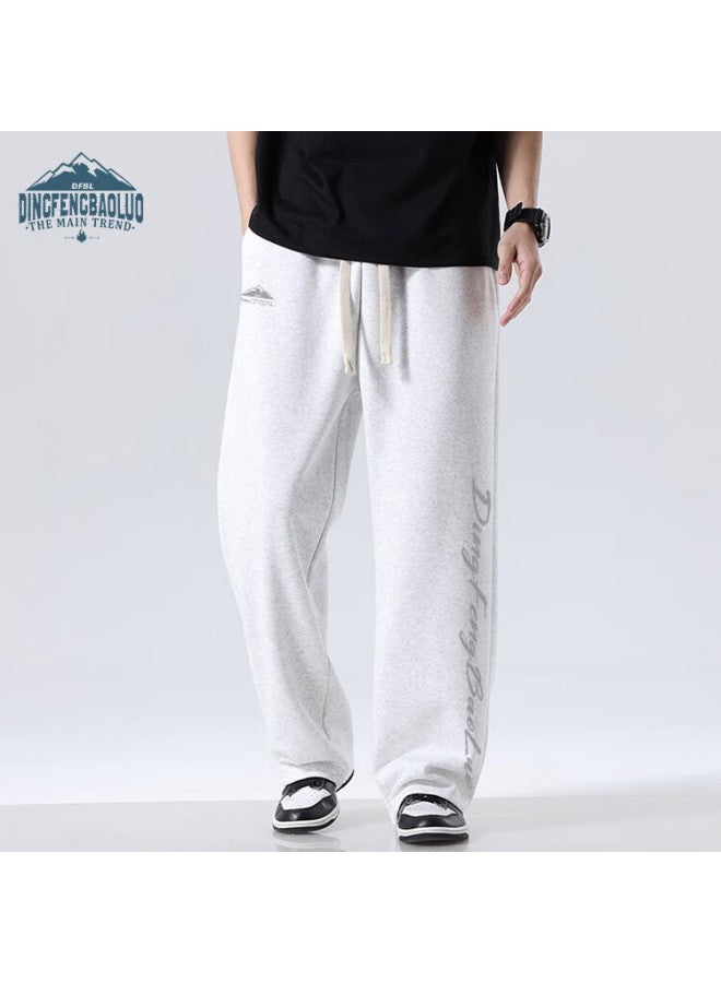 Dingfengbaoluo Men's Casual Pants Spring Summer Straight Wide Leg Pants Streetwear Sports Trousers Ddf02 Light Grey 2XL - Image 2