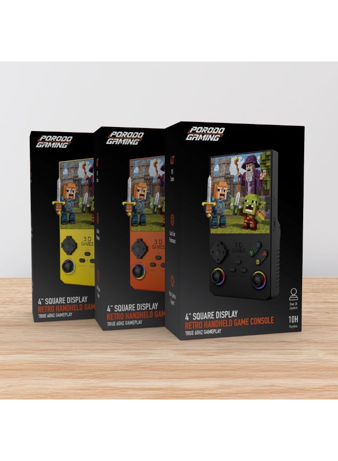 بورودو جهاز الألعاب اليدوي rétro بشاشة مربعة 4 إنش مع لعب حقيقي بتردد 60Hz / بطاقة TF بسعة 256GB / 10 ساعات وقت لعب / شاشة IPS / أداء رباعي النواة / عصا تحكم 3D مزدوجة / 1GB RAM - أسود - Image 4