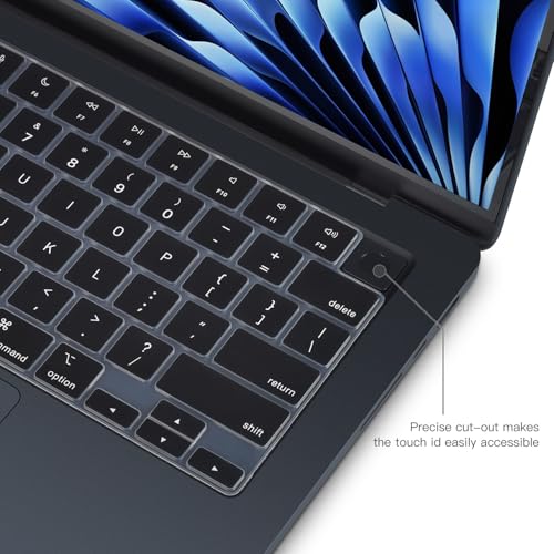 CaseBuy Keyboard Cover for 2025 2024 2023 MacBook Air 15 inch M4 M3 M2 Chip A2941 A3114 A3241, 2025 2024 2023 2022 MacBook Air 13.6" M4 M3 M2 A3240 A3113 A2681 US Keyboard Protector -Black - Image 3