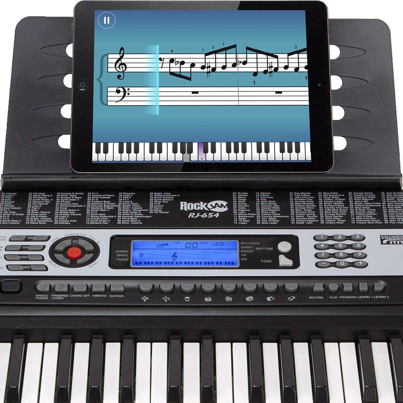 RockJam 54 Key Keyboard Piano with Power Supply, Sheet Music Stand, Piano Note Stickers & Lessons - Image 4