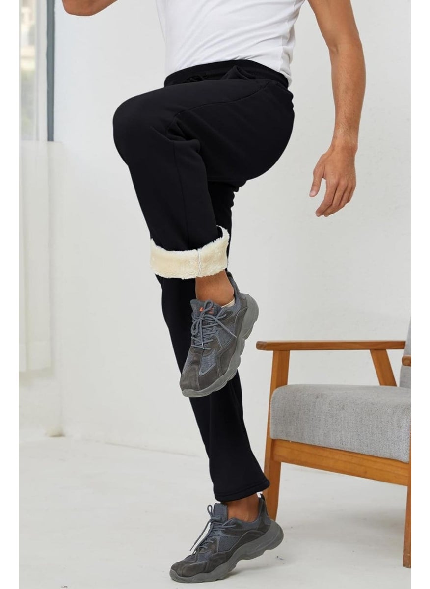 Ghassy Co. - Men's Ultra Thermal Winter Sherpa Lined Active Running Normal Leg Jogger Sweatpants - Image 1