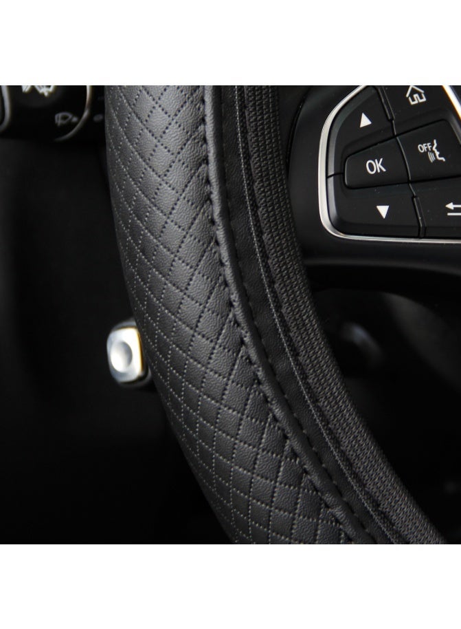 COYO Leather three-dimensional embossed comfortable and soft car interior without inner ring steering wheel cover suitable for 14.5-15 inches - Image 2