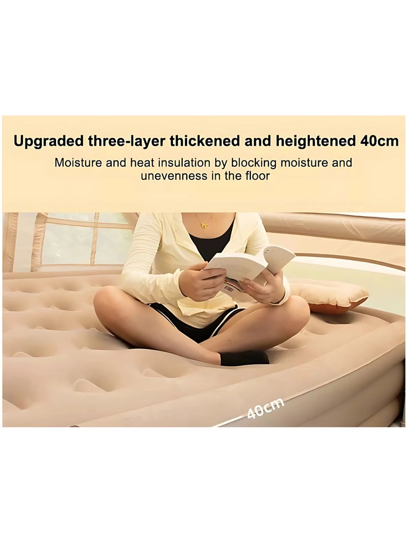 DIGI CORE Air Mattress Queen with Built-in Pump, 40-Hole Inflatable Bed for Home, Guest & Camping, Rechargeable 4000mAh Pump, 3-Min Fast Inflate, Dual Pillows, Foldable Blow-Up Mattress, Supports 300kg 200X150X40CM - Image 5