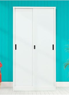 RIGID Steel Curved Sliding Doors Office Cupboard White 183x90x45.5cm  - Image 1