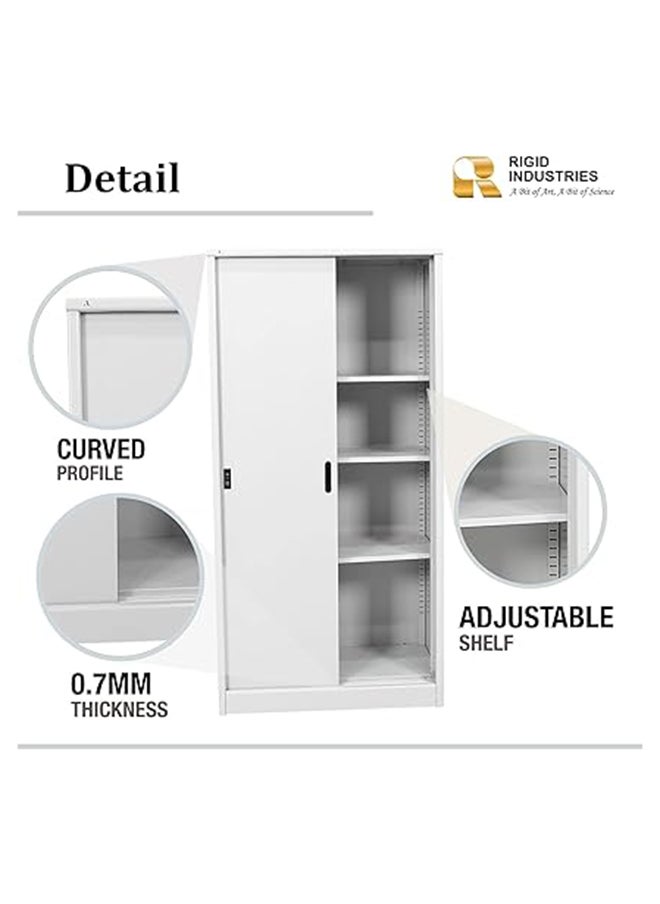 RIGID خزانة مكتب بأبواب منزلقة من الفولاذ المنحني باللون الأبيض 183x90x45.5 سم  - Image 2