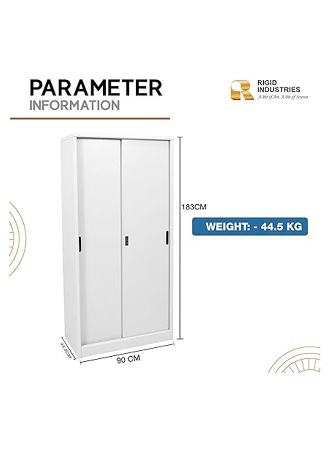 RIGID خزانة مكتب بأبواب منزلقة من الفولاذ المنحني باللون الأبيض 183x90x45.5 سم  - Image 3
