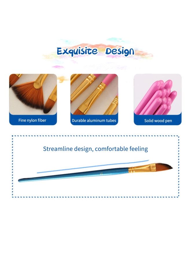 NIBEMINENT 12-Piece Nylon Hair Paint Brushes Kit Black/Golden/Brown - Image 3