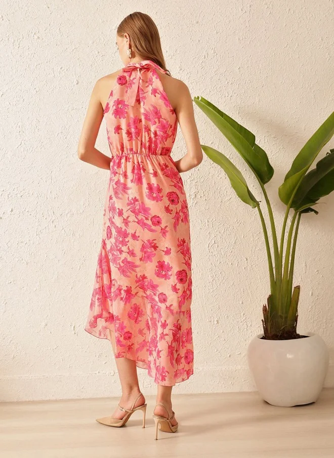 STREET 9  Floral Printed Halter Neck A-Line Midi Dress for Women for Women | Best Price UAE