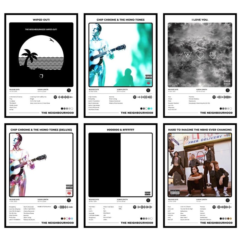Funk You The Neighbourhood A4 Posters (Set of 6) | Unframed Aesthetic A4 Band Poster of Neighborhood for Wall, Bedroom, Living room | NBHD Light Minimalist | Glue Dots Included (Neighbourhood (Light)) - Image 1