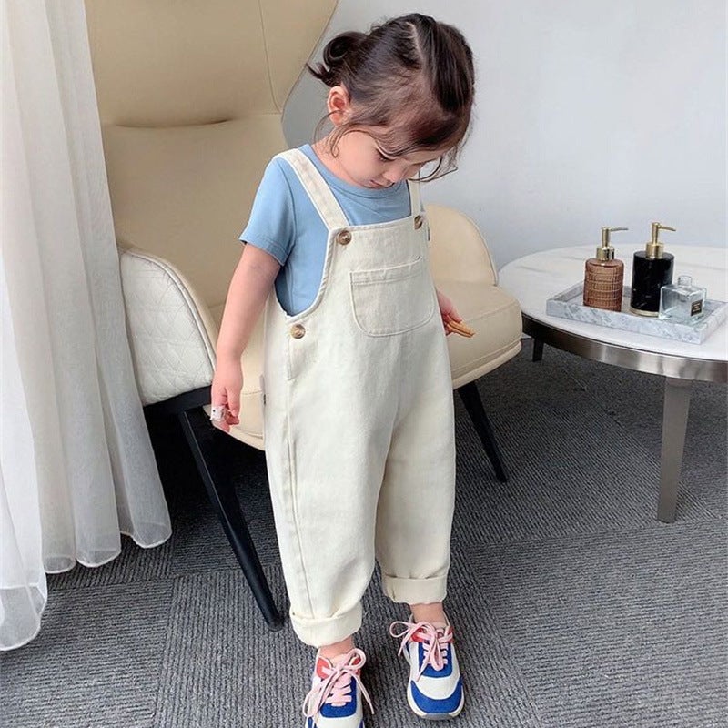 Outfit Girls' Baby Denim Strap Pants Summer Children'S Denim Pants - Image 3
