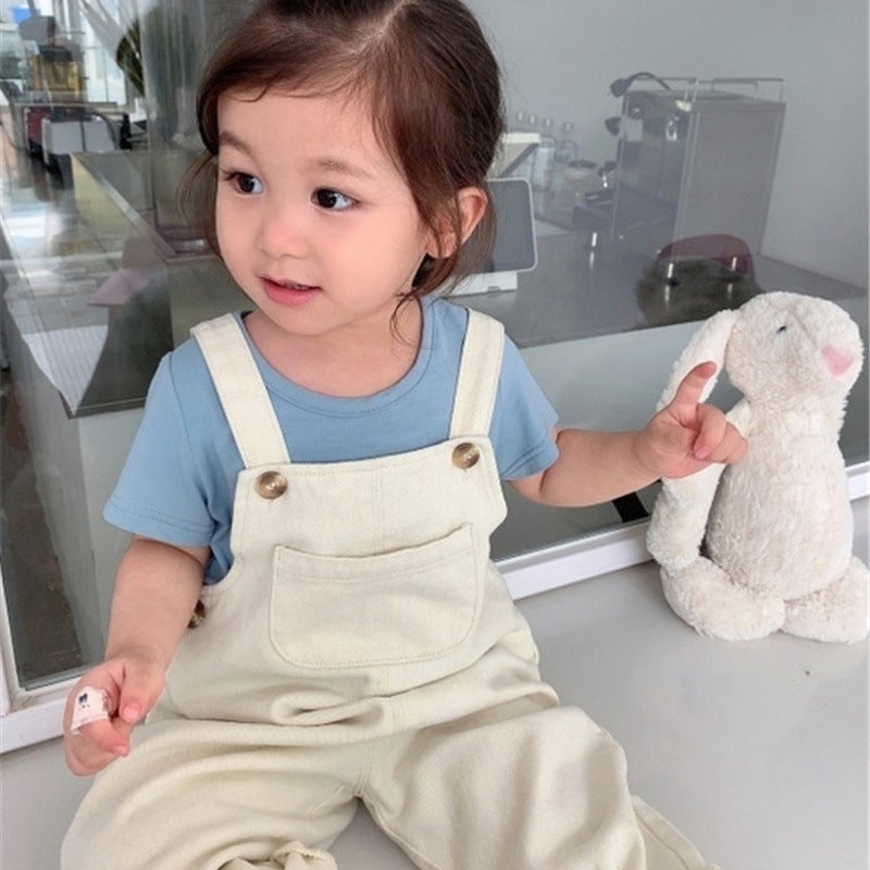 Outfit Girls' Baby Denim Strap Pants Summer Children'S Denim Pants - Image 5