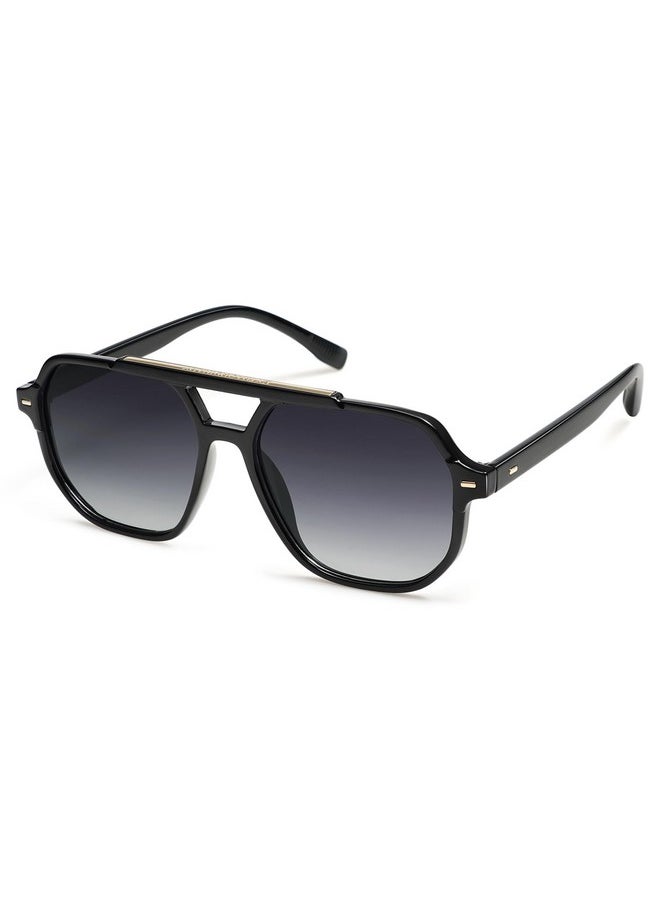 Sojos Retro Trendy Aviator Polarized Sunglasses Men Women Vintage 70S Square Stylish Frame Sun Glasses Sj2283 Black Grey Lens  - Image 1
