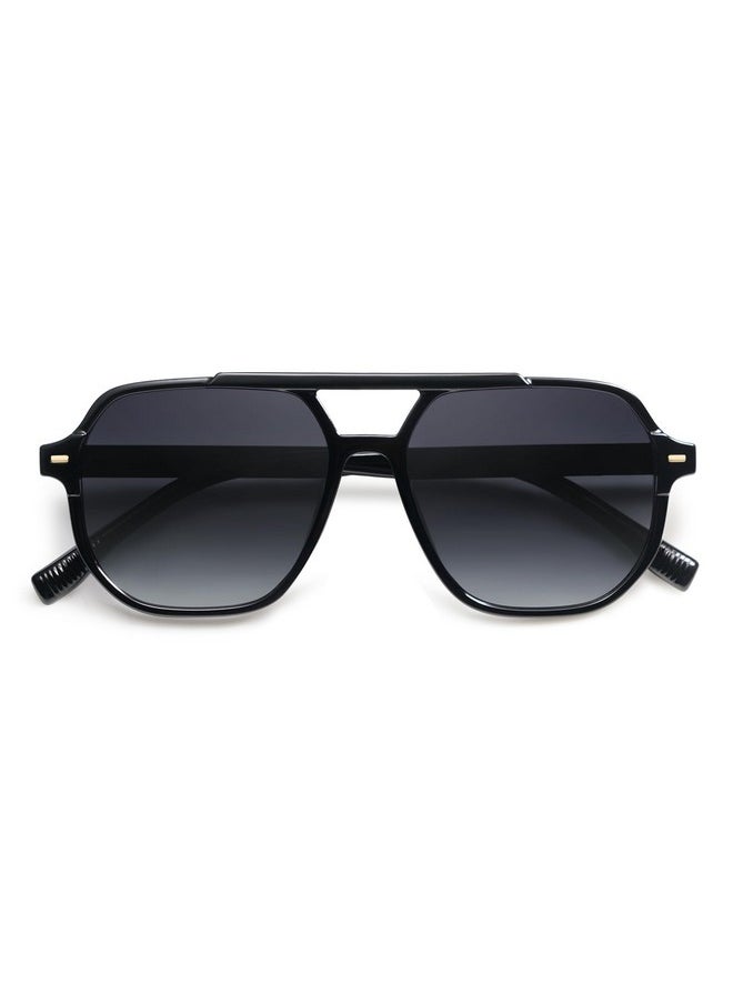 Sojos Retro Trendy Aviator Polarized Sunglasses Men Women Vintage 70S Square Stylish Frame Sun Glasses Sj2283 Black Grey Lens  - Image 2