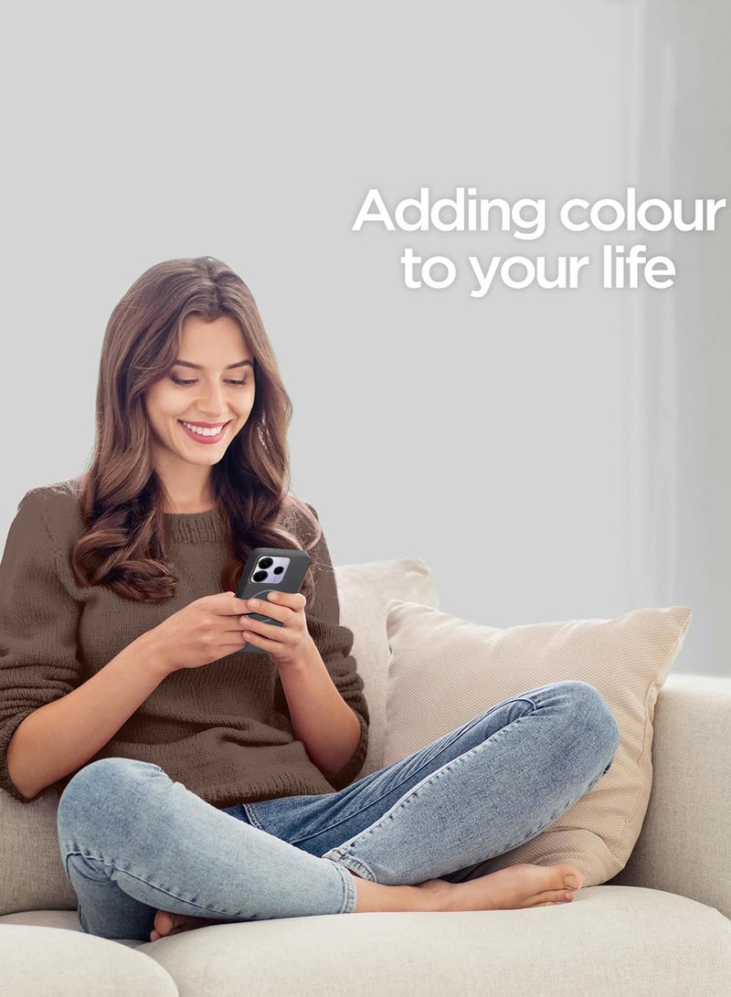 دبليو تيك شاومي ريدمي نوت 14 5 جي 2025 سيليكون سائل بريميوم متوافق مع غطاء جراب حلقي رفيع ماجسيف (MCMPMN) - أسود - Image 4