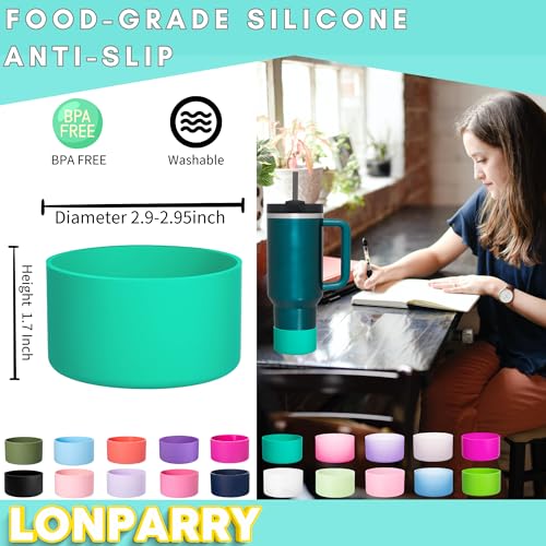 LONPARRY 2-Pack Silicone Boot for Stanley 40 30 oz Quencher Adventure Tumbler, Stanley IceFlow 30/20 oz, Stanley Cup Protector Anti-Slip Sleeve (Grass Green+Malachite Green) - Image 2