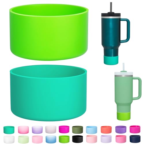 LONPARRY 2-Pack Silicone Boot for Stanley 40 30 oz Quencher Adventure Tumbler, Stanley IceFlow 30/20 oz, Stanley Cup Protector Anti-Slip Sleeve (Grass Green+Malachite Green) - Image 1