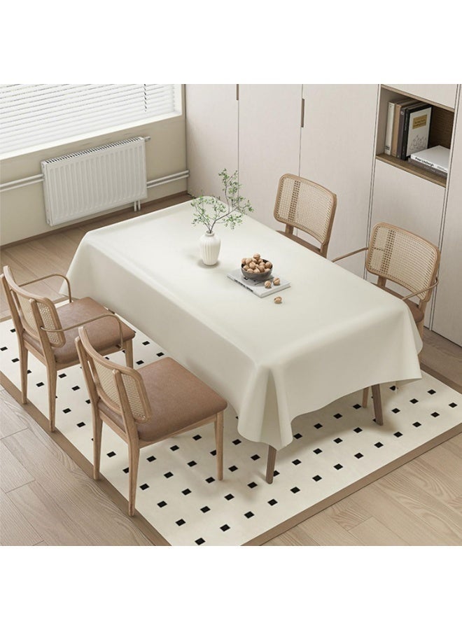 Arabest Tablecloth Soft Leather Rectangle Table Cloths, Waterproof Warm Tablecloth for Party, Camping, Picnic, Kitchen and Dining Room Table Decor (140*180cm, White) - Image 1
