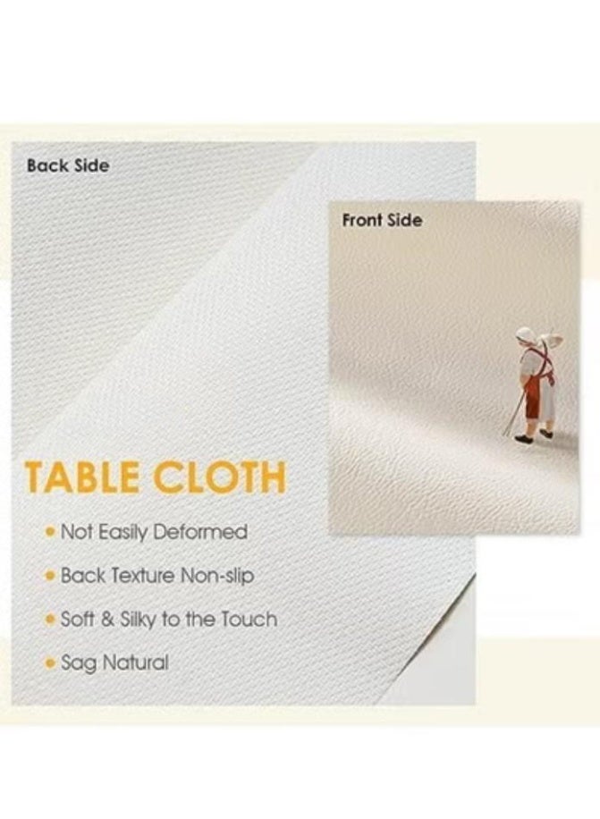 Arabest Tablecloth Soft Leather Rectangle Table Cloths, Waterproof Warm Tablecloth for Party, Camping, Picnic, Kitchen and Dining Room Table Decor (140*180cm, White) - Image 3