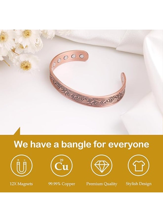 Feraco Copper Bracelets for Men, 12X Strength Wide Pure Copper Magnetic Bracelet for Men with Neodymium Magnets, Adjustable Cuff Bangle with Giftable Box - Image 3