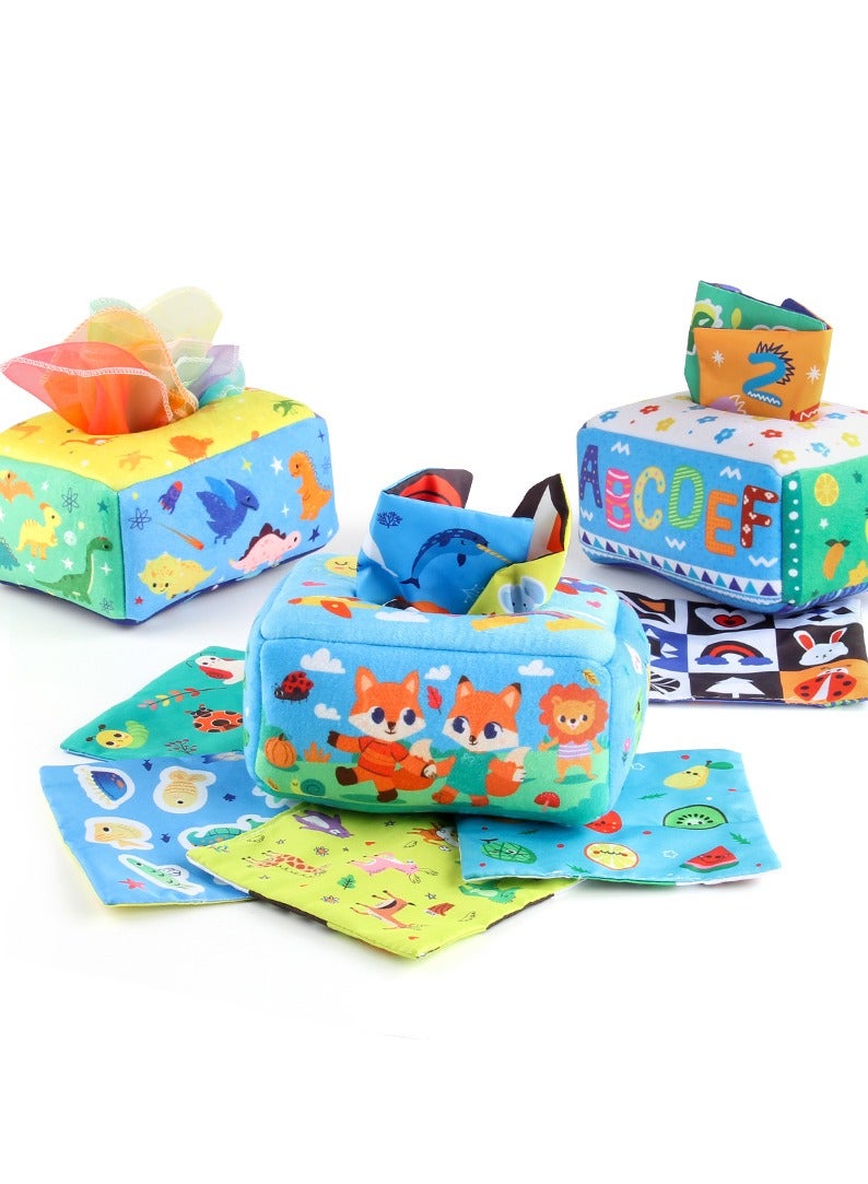 Montessori Baby Tissue Box Toy – Safe, Soft Fabric Crinkle Toy for Infants 6-12 Months | Encourages Fine Motor Skills, Early Learning  Cognitive Development with Peekaboo Fun | Machine Washable, Non - Image 5