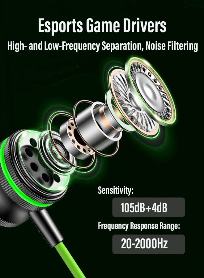 CubeG Gaming Earbuds , In-Ear Gaming Headphones, Noise-Isolating Design, High-Quality Sound, built-in Mic, Comfort Fit, Compatible with PC, Console & Mobile Green - Image 3