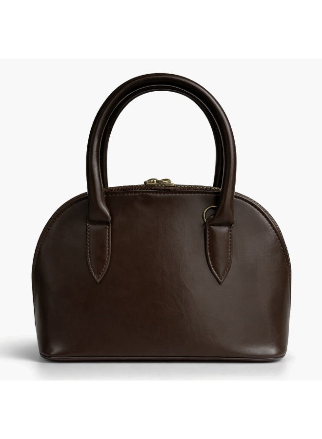 Classic "Dom" women's handbag in premium leather - with gold accents, featuring a top handle and adjustable shoulder strap - perfect for special occasions and work - Image 3