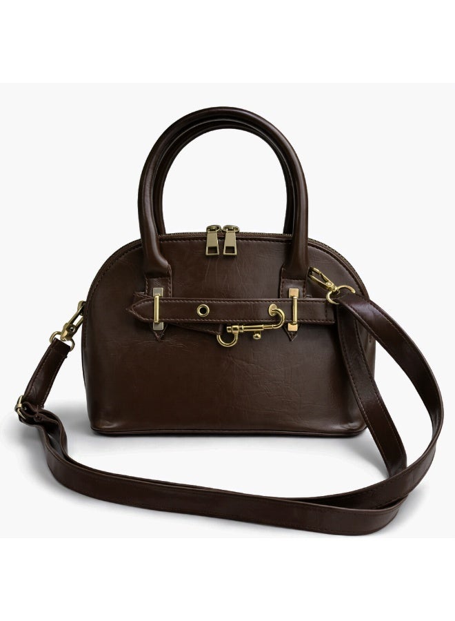 Classic "Dom" women's handbag in premium leather - with gold accents, featuring a top handle and adjustable shoulder strap - perfect for special occasions and work - Image 5