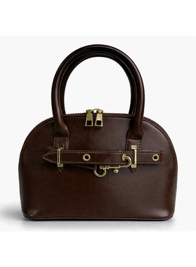 Classic "Dom" women's handbag in premium leather - with gold accents, featuring a top handle and adjustable shoulder strap - perfect for special occasions and work - Image 2