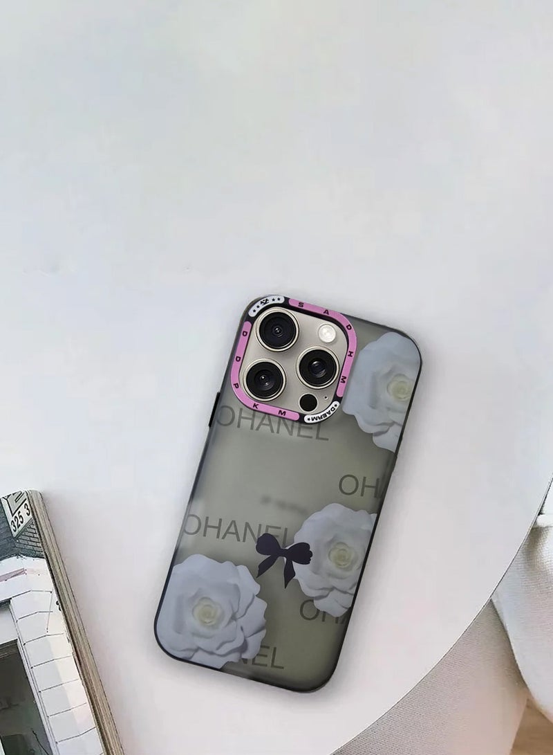 Techie غطاء خلفي مزخرف بأزهار مع واقي عدسة كاميرا مرتفع لآيفون 16 برو - Image 4