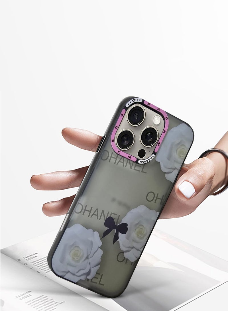 Techie غطاء خلفي مزخرف بأزهار مع واقي عدسة كاميرا مرتفع لآيفون 16 برو - Image 5