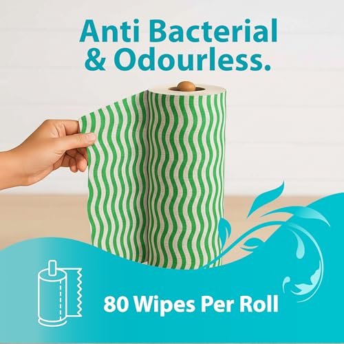 Origami Non Woven Reusable & Washable Kitchen Towel Roll | Ultra Absorbent, Antimicrobial & Anti Odour Wipes for Spotless Cleaning | Quick Dry Multi Purpose Tissues (80 Wipes) - Image 3