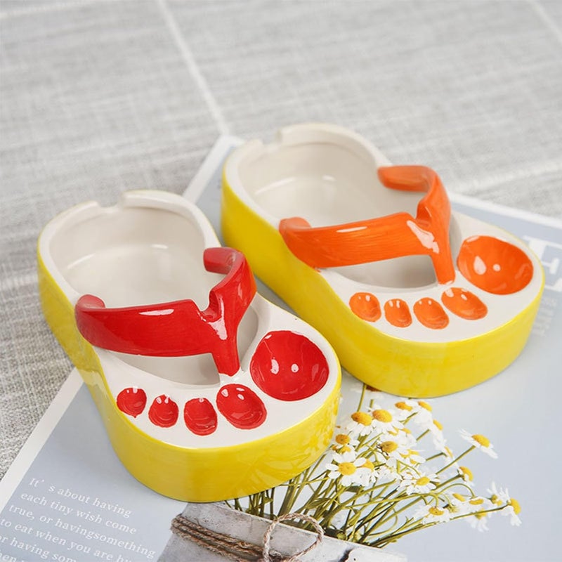 GLOGLOW Cute Ceramic French Fries Plate Unique Slipper Shape Fries Dish Snack Chip Plate Ketchup Sauce Bowl for Home Decoration Coffee Shops - Image 5