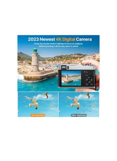 Generic 4K Digital Camera for Photography, Autofocus with Viewfinder 16X Anti-Shake Video Vlogging YouTube Compact Point and Shoot Cameras 32GB SD Card  - Image 2