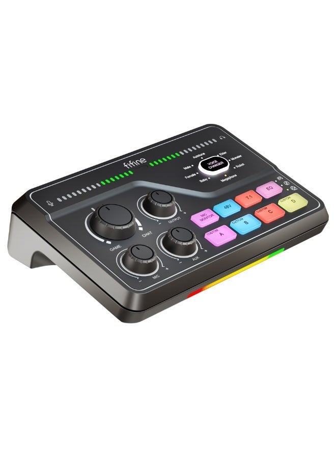 Fifine Gaming Mixer for Voice Chat and Streaming- 7.1ch Surround Sound Headphone Amp-XLR Preamp-USB Plug & Play-Voice Changer-RGB-Volume Control-3 EQ Modes -SC8 - Image 1