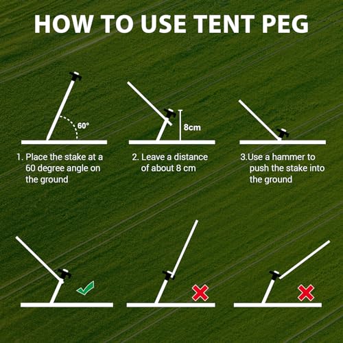 Eurmax USA Galvanized Non-Rust Camping Family Tent Pop Up Tent Stakes Canopy Anchors Heavy Duty 10pc-Pack, with 4x10ft Ropes & 1 Stopper(Black) - Image 4