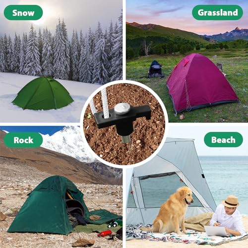 Eurmax USA Galvanized Non-Rust Camping Family Tent Pop Up Tent Stakes Canopy Anchors Heavy Duty 10pc-Pack, with 4x10ft Ropes & 1 Stopper(Black) - Image 5