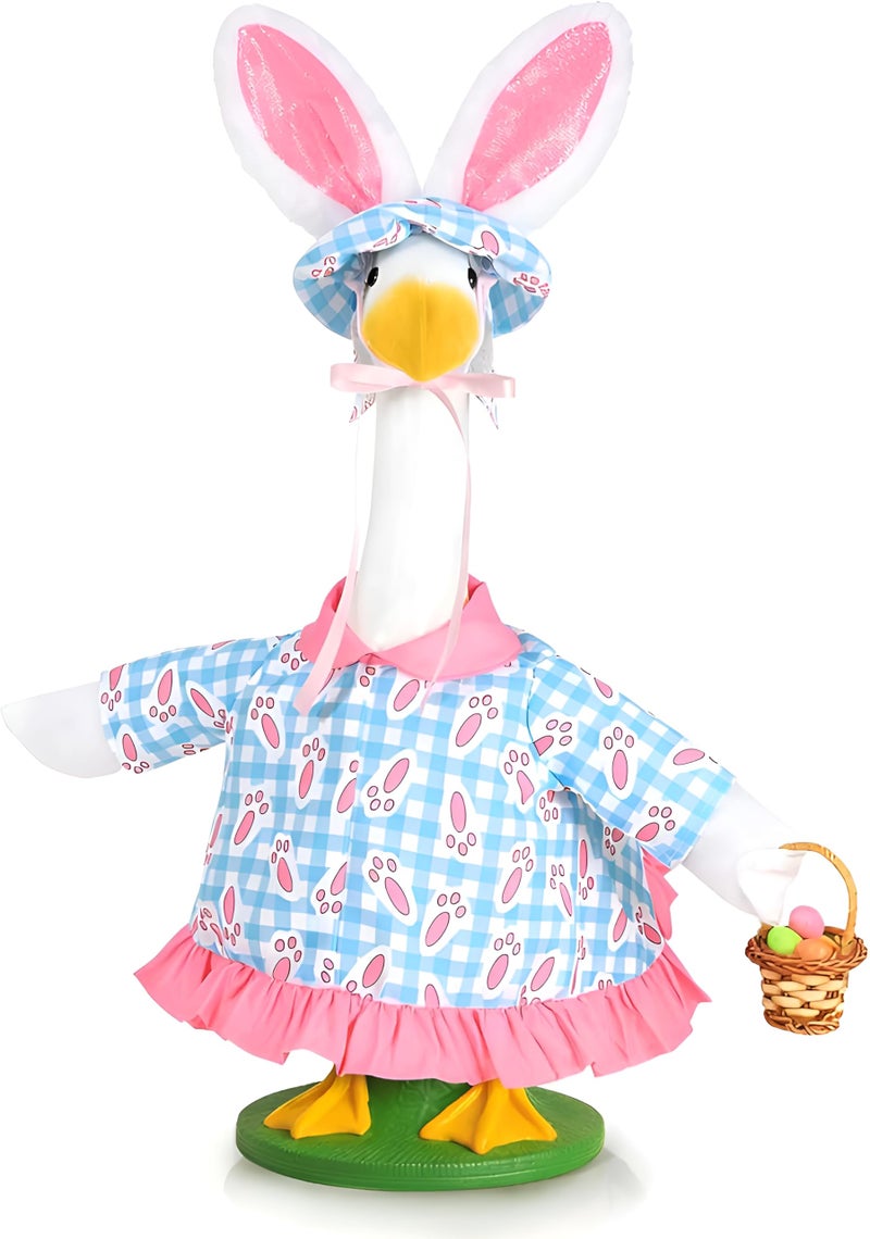 JcHrmers Easter Goose Outfits Bunny Porch Goose Outfits for 23" Cement or Plastic Goose Statue for Spring Outdoor Patio Yard Lawn Garden Decoration - Image 1