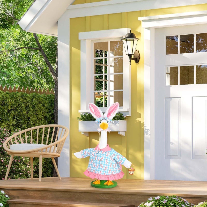 JcHrmers Easter Goose Outfits Bunny Porch Goose Outfits for 23" Cement or Plastic Goose Statue for Spring Outdoor Patio Yard Lawn Garden Decoration - Image 4