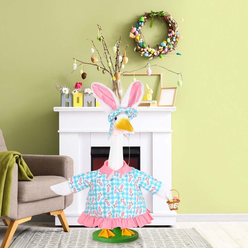 JcHrmers Easter Goose Outfits Bunny Porch Goose Outfits for 23" Cement or Plastic Goose Statue for Spring Outdoor Patio Yard Lawn Garden Decoration - Image 5