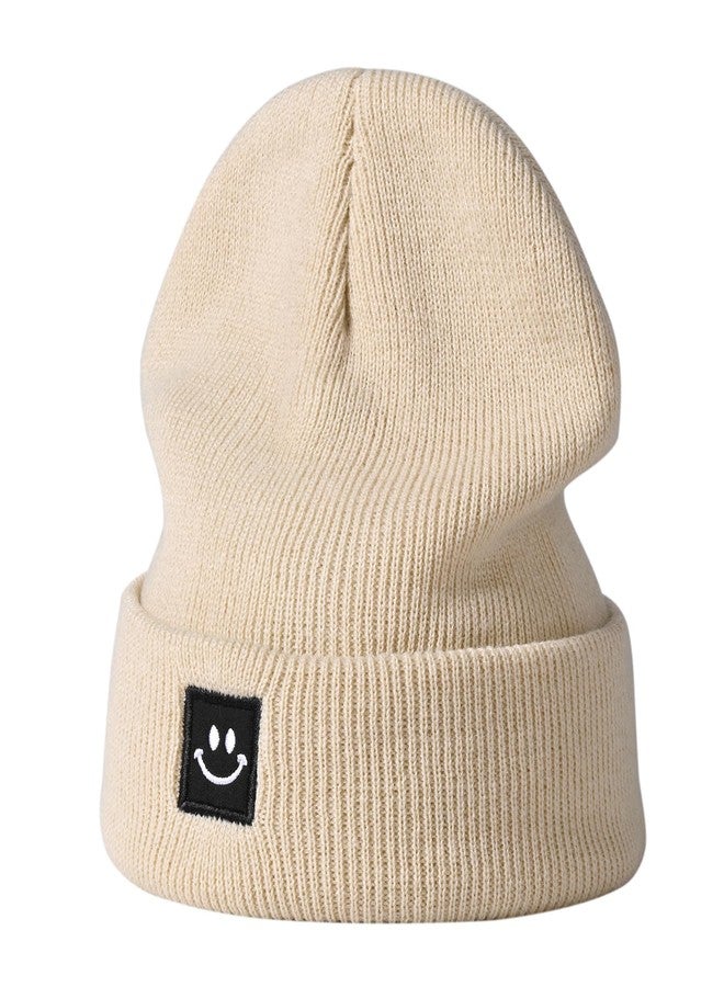 Bucaum Baby Beanie Knit Ski Hat,Toddler Winter Beanies,Warm Knit Hat for Girls Boys Children Caps, Beige, 6-36 Months - Image 1