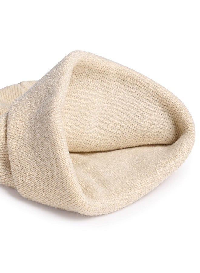 Bucaum Baby Beanie Knit Ski Hat,Toddler Winter Beanies,Warm Knit Hat for Girls Boys Children Caps, Beige, 6-36 Months - Image 5