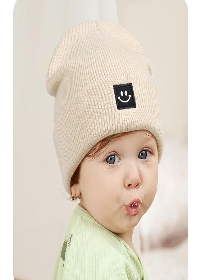 Bucaum Baby Beanie Knit Ski Hat,Toddler Winter Beanies,Warm Knit Hat for Girls Boys Children Caps, Beige, 6-36 Months - Image 2