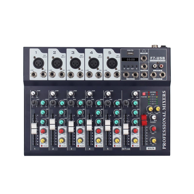 Jiy7-Channel Mixer Bluetooth Usb Mixer Dsp Computer Live Broadcast Stage Audio Dj Mixer Dedicated Monitoring - Image 1