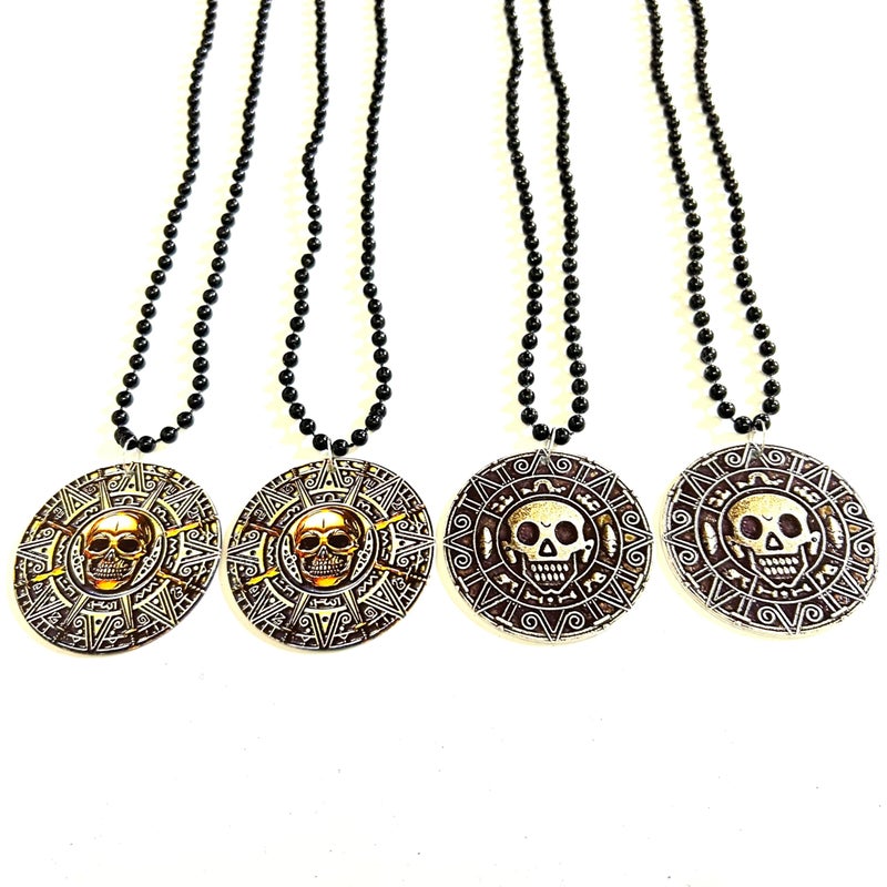 GZYSSL 12 Pcs Halloween Pirate Coin Beads Necklace Pirate Skull Necklaces Accessories Pirate Day Necklaces Party Decorations - Image 5