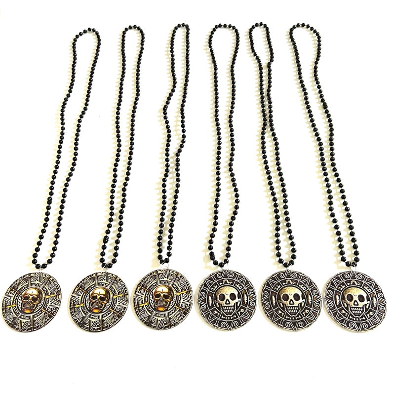 GZYSSL 12 Pcs Halloween Pirate Coin Beads Necklace Pirate Skull Necklaces Accessories Pirate Day Necklaces Party Decorations - Image 4