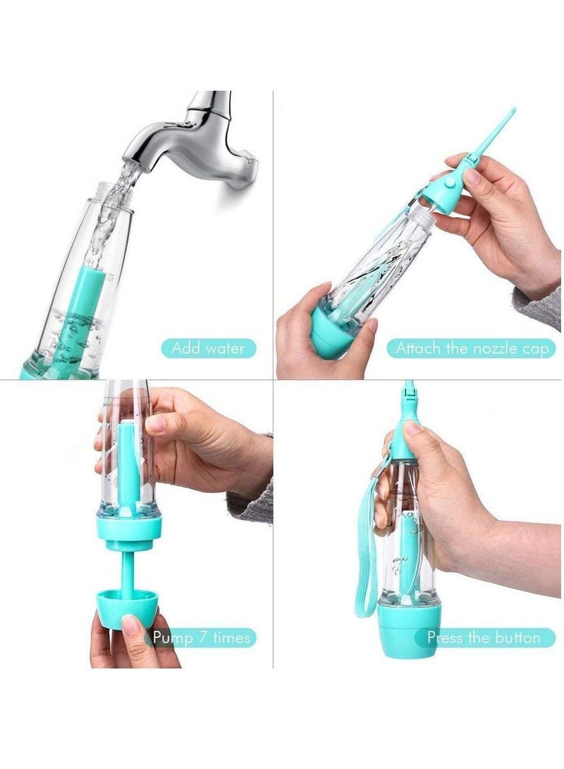 NIBEMINENT Water Flosser, Travel Portable Irrigator, Manual Air Pressure Oral 70ml Jet Cordless Dental Care Tooth Cleaner for Travel, Home - Image 4
