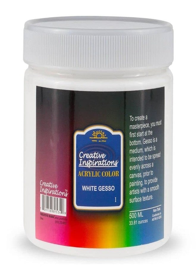 Creative Inspirations Acrylic White Gesso - Exceptional Value Gesso for Paintings, Artwork, Canvases, Students, & More! - 500mL - Image 1